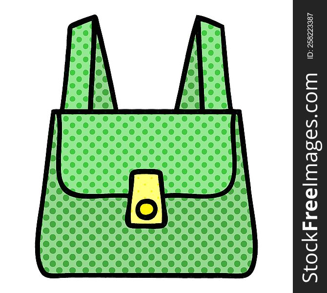 Comic Book Style Cartoon Green Bag