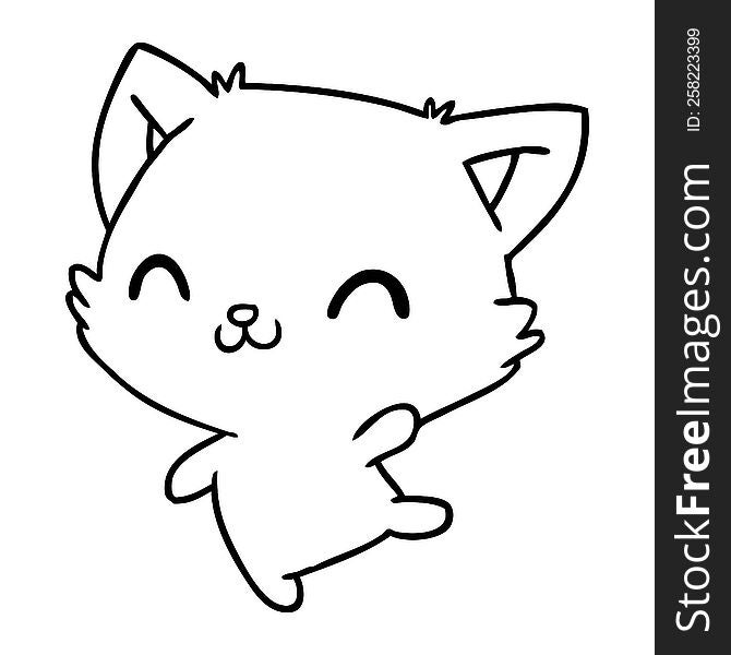 Line Drawing Of Cute Kawaii Cat