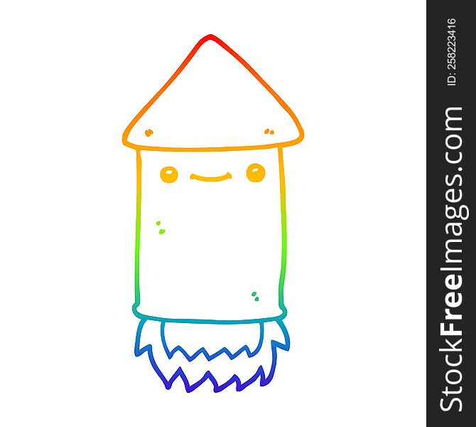 rainbow gradient line drawing of a cartoon firework