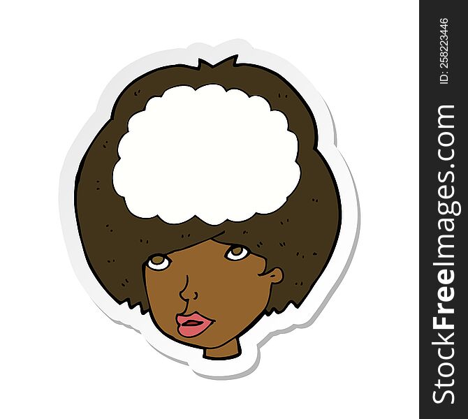 sticker of a cartoon empty headed woman