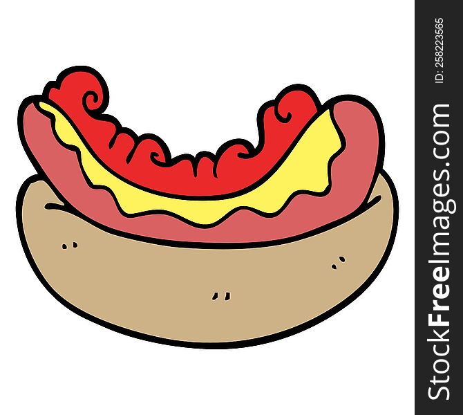 cartoon doodle hotdog in a bun