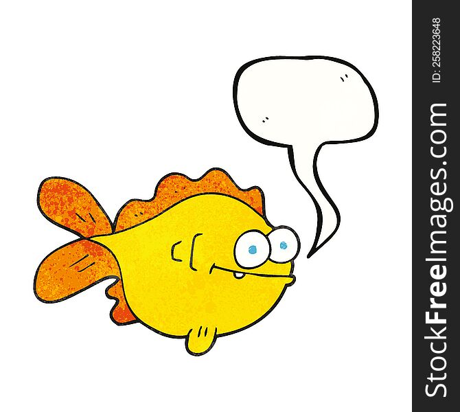 freehand speech bubble textured cartoon fish