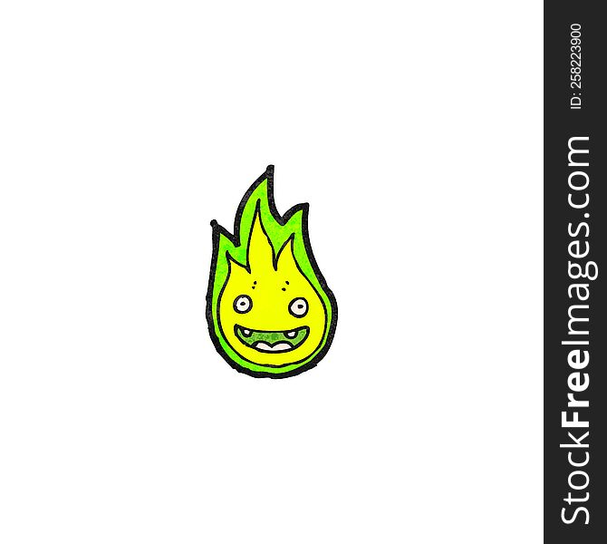 cartoon green flame spirit