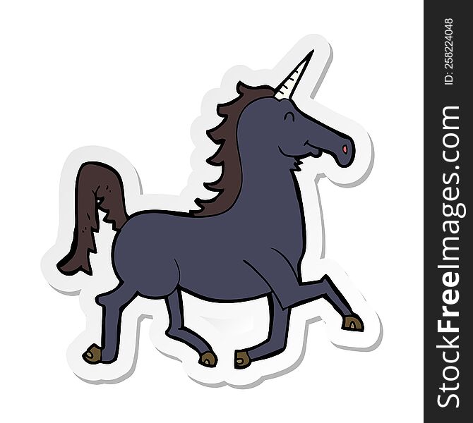 sticker of a cartoon unicorn