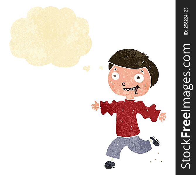 Cartoon Excited Boy With Thought Bubble