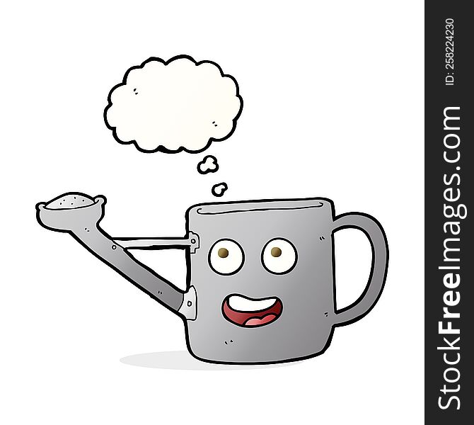 watering can cartoon with thought bubble
