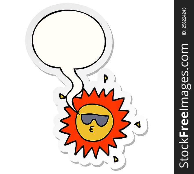 Cartoon Sun And Speech Bubble Sticker