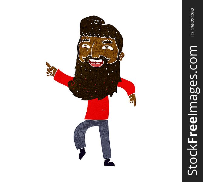 cartoon man with beard laughing and pointing