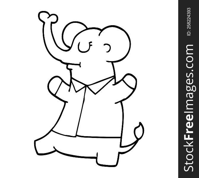 line drawing cartoon standing elephant