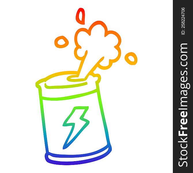 Rainbow Gradient Line Drawing Cartoon Soda Can
