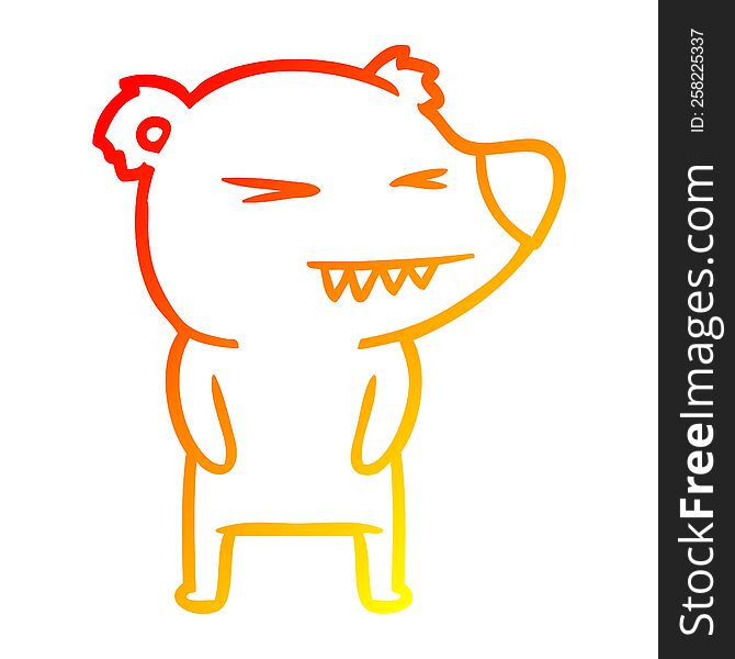warm gradient line drawing of a angry polar bear cartoon