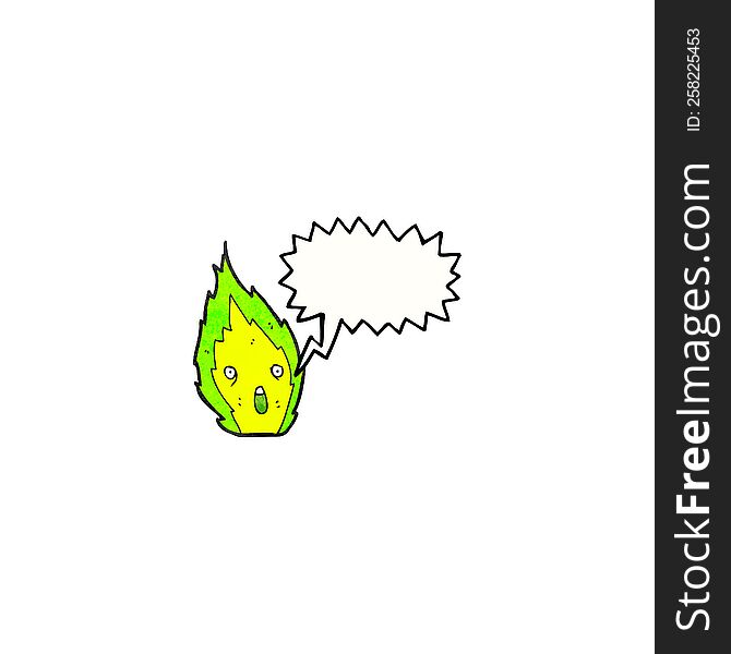 Little Green Flame Cartoon Character