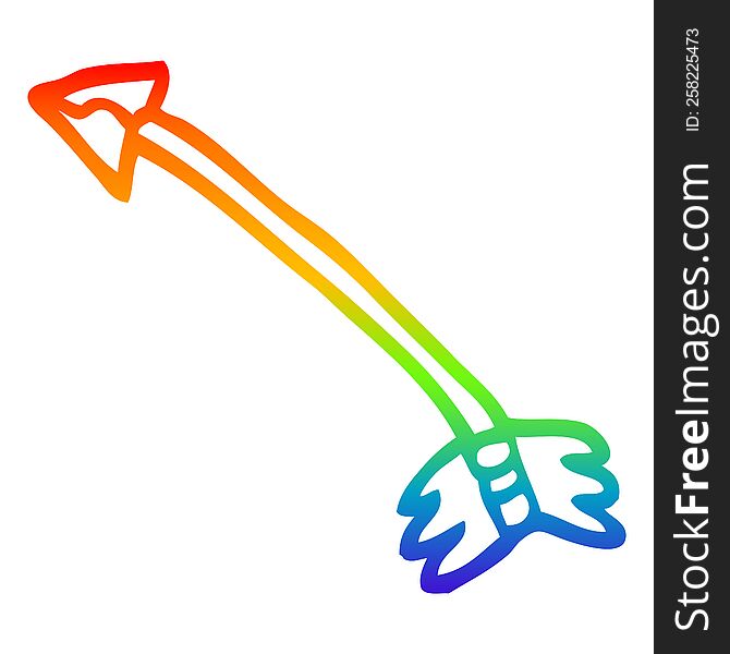 rainbow gradient line drawing of a cartoon primitive arrow