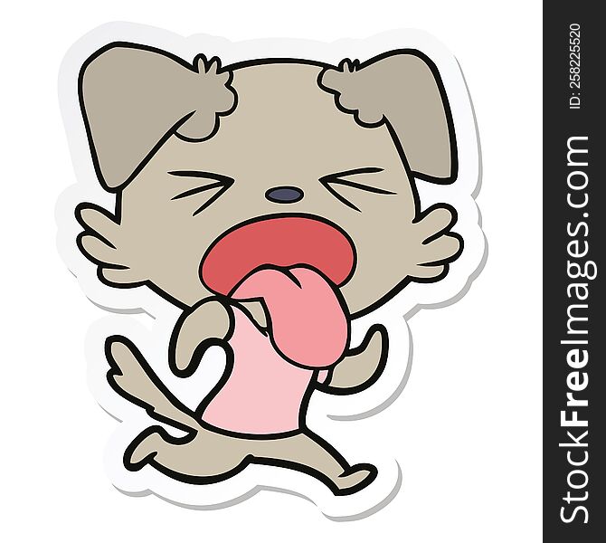 Sticker Of A Cartoon Disgusted Dog