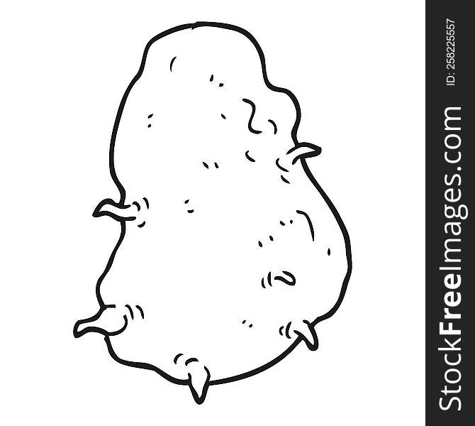 freehand drawn black and white cartoon potato