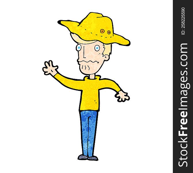 cartoon man in outback hat