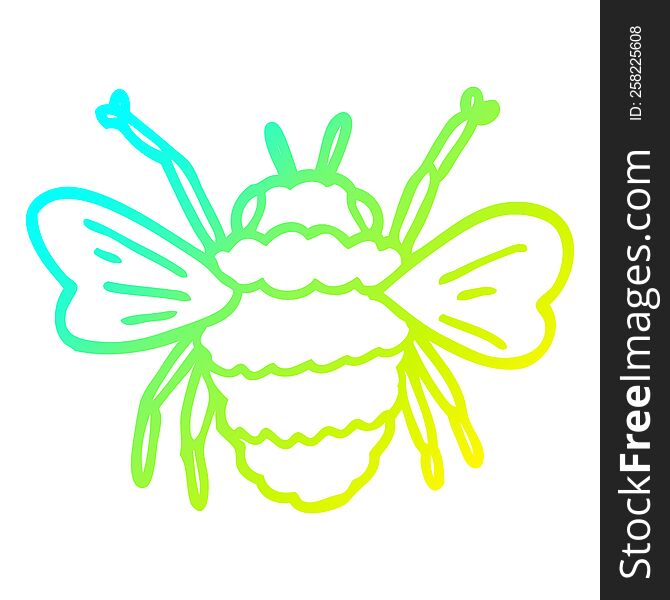 cold gradient line drawing cartoon bumble bee
