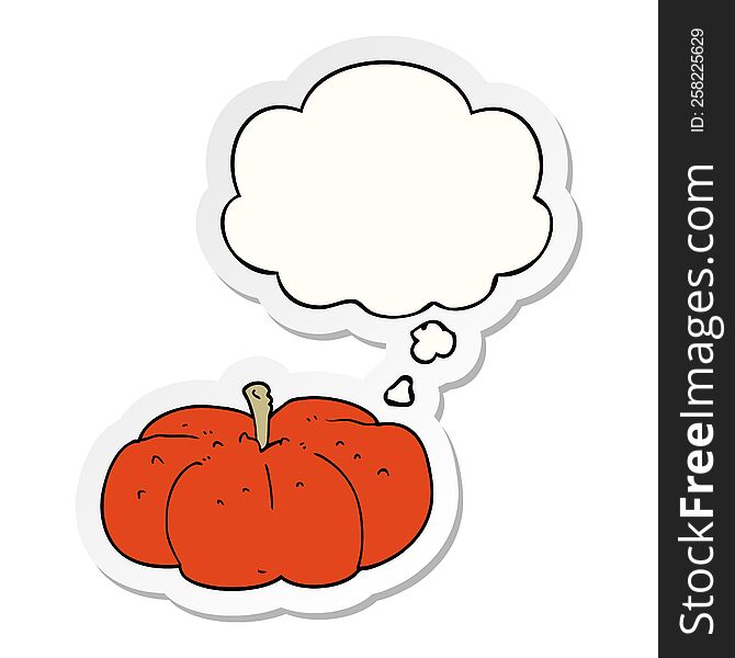 Cartoon Pumpkin And Thought Bubble As A Printed Sticker