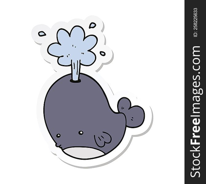 sticker of a cartoon spouting whale