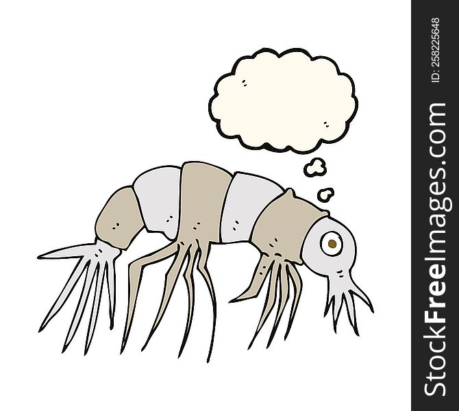 Cartoon Shrimp With Thought Bubble