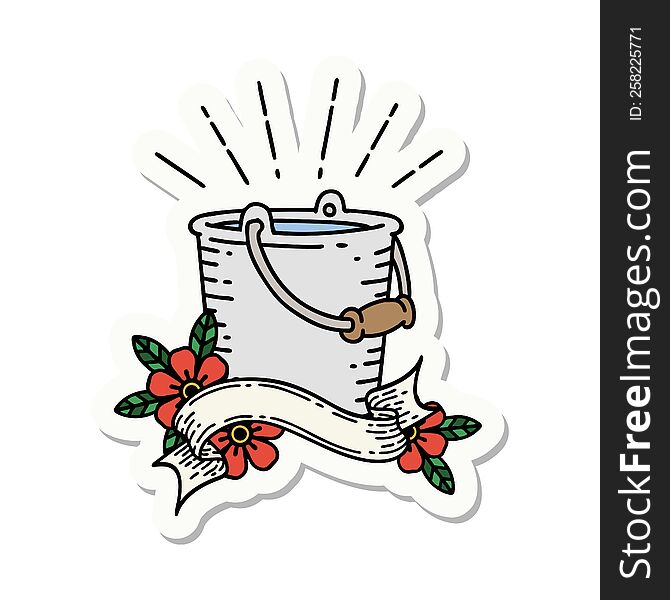 sticker of a tattoo style bucket of water