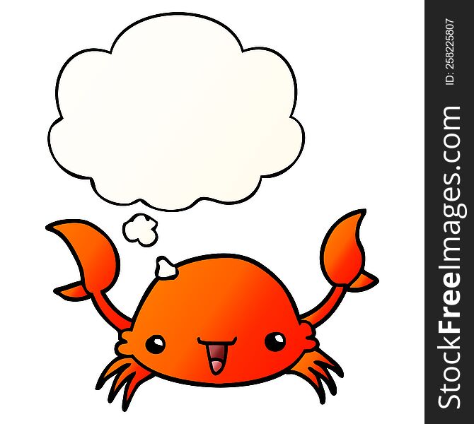 Cartoon Crab And Thought Bubble In Smooth Gradient Style