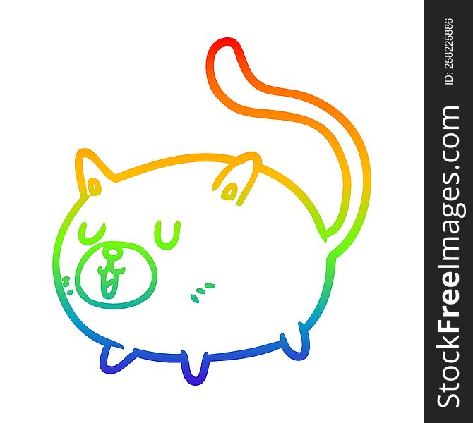Rainbow Gradient Line Drawing Happy Cat
