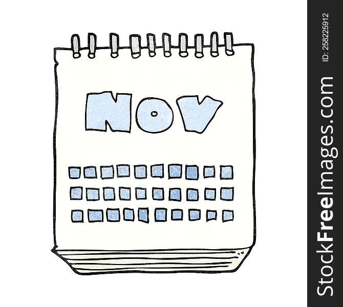freehand textured cartoon calendar showing month of november