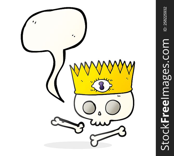 Speech Bubble Cartoon Magic Crown On Old Skull