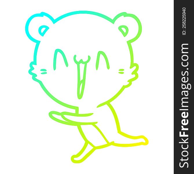 cold gradient line drawing of a running bear cartoon