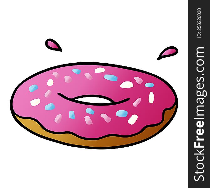 hand drawn gradient cartoon doodle of an iced ring donut