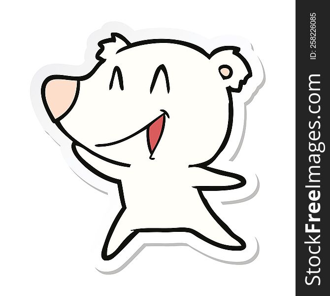 sticker of a laughing polar bear cartoon