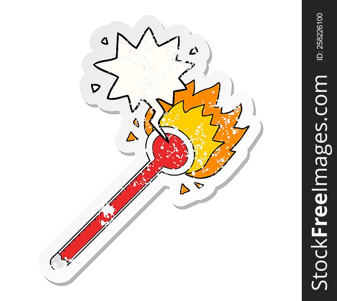 cartoon thermometer and speech bubble distressed sticker