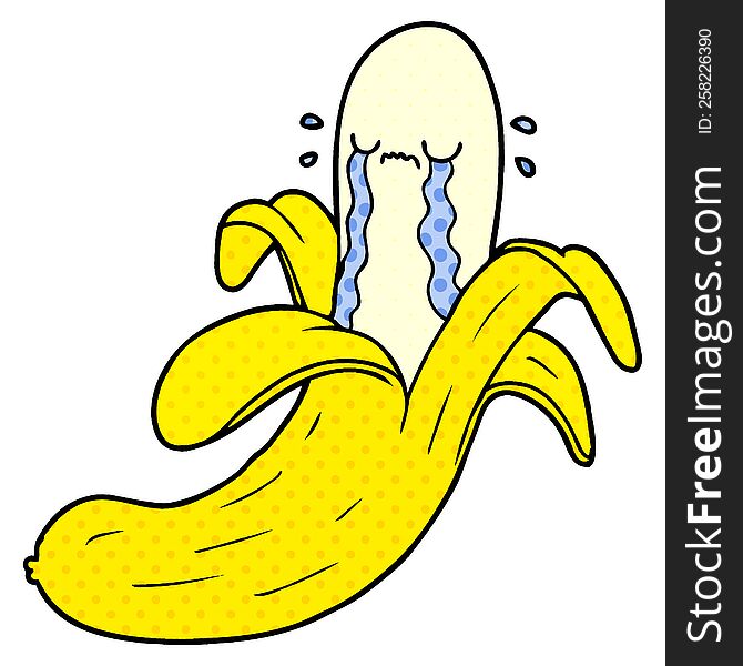 cartoon crying banana. cartoon crying banana