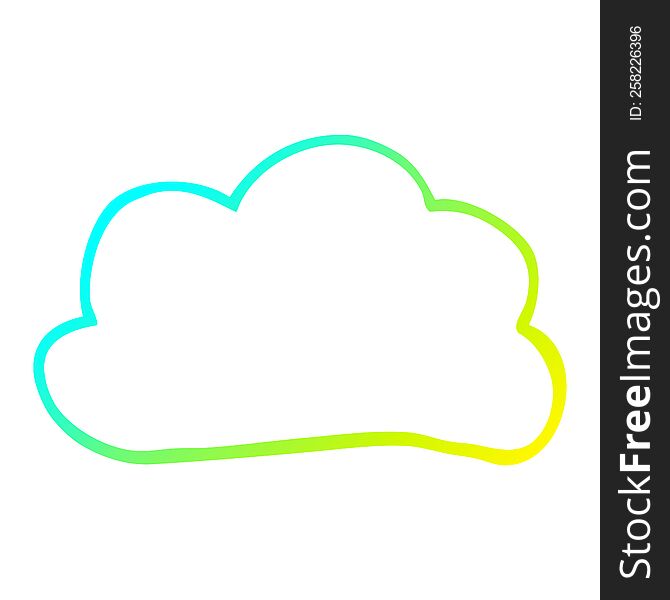 cold gradient line drawing of a cartoon weather cloud