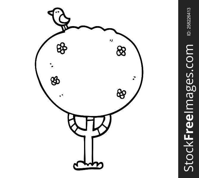 line drawing cartoon tree