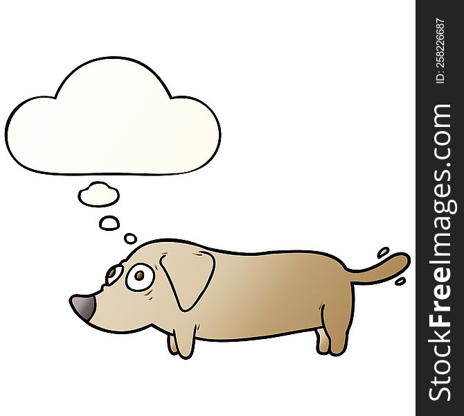 cartoon dog with thought bubble in smooth gradient style