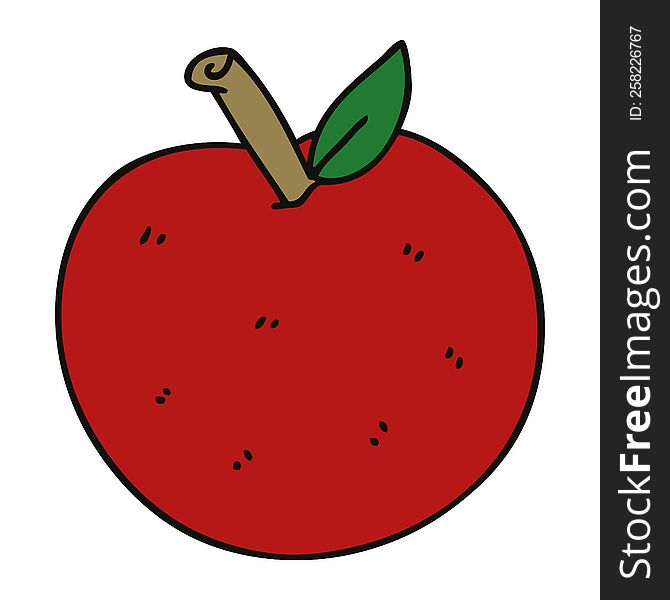 hand drawn quirky cartoon apple. hand drawn quirky cartoon apple