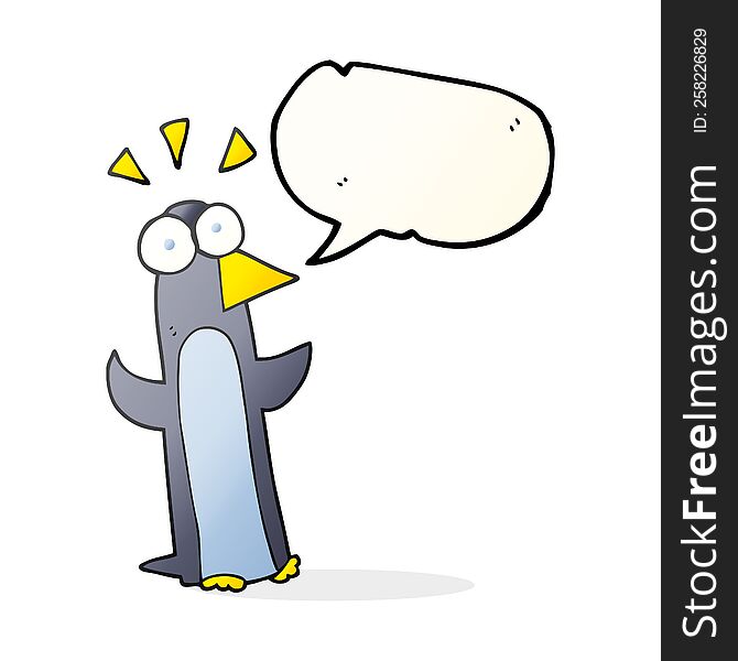 Speech Bubble Cartoon Surprised Penguin
