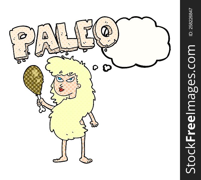 Thought Bubble Cartoon Woman On Paleo Diet