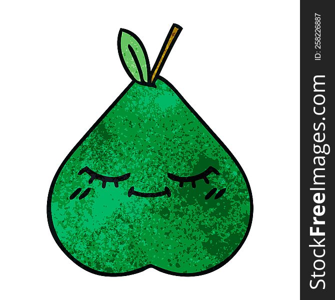 Retro Grunge Texture Cartoon Pear