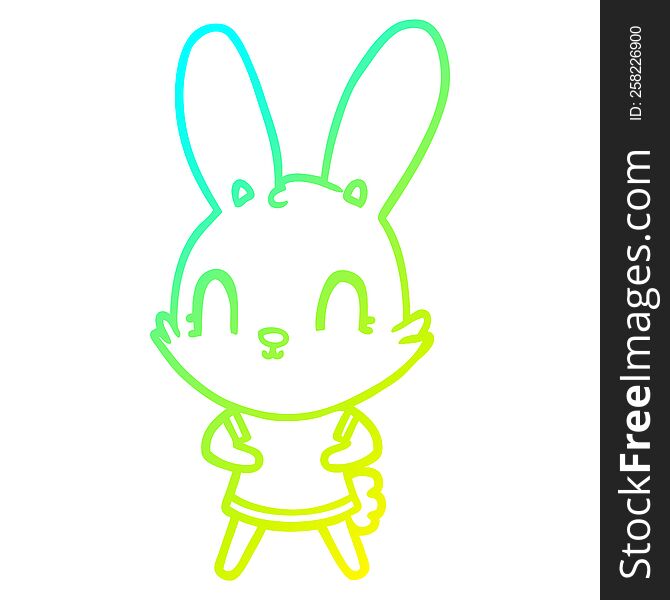 Cold Gradient Line Drawing Cute Cartoon Rabbit In Dress