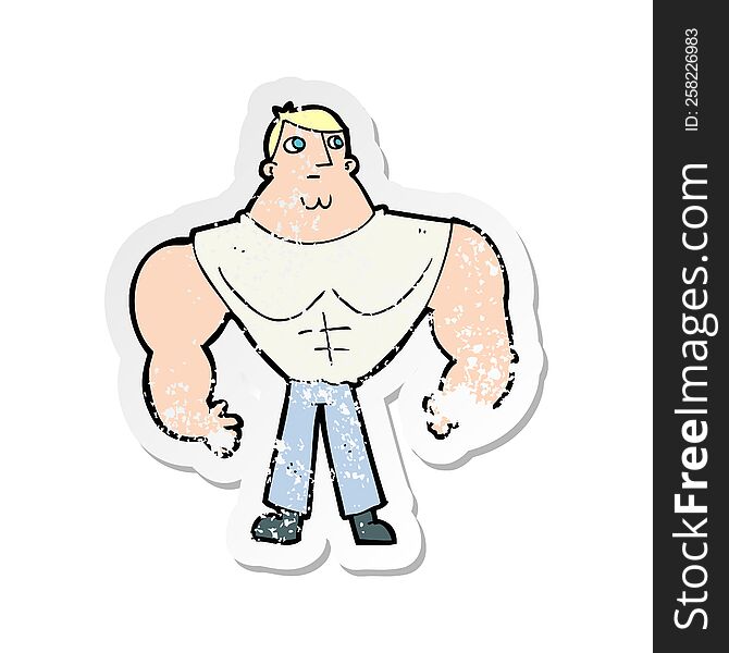 retro distressed sticker of a cartoon body builder