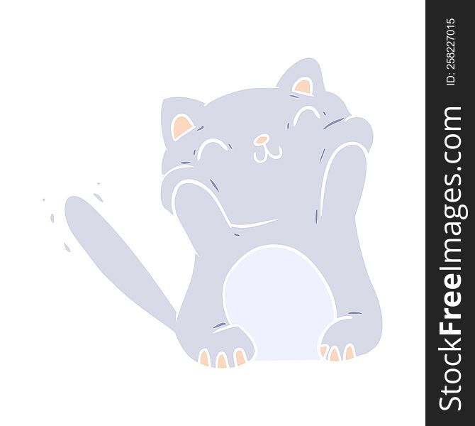 Very Happy Cute Flat Color Style Cartoon Cat