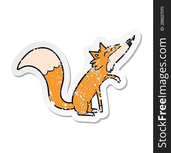 Distressed Sticker Of A Cartoon Fox