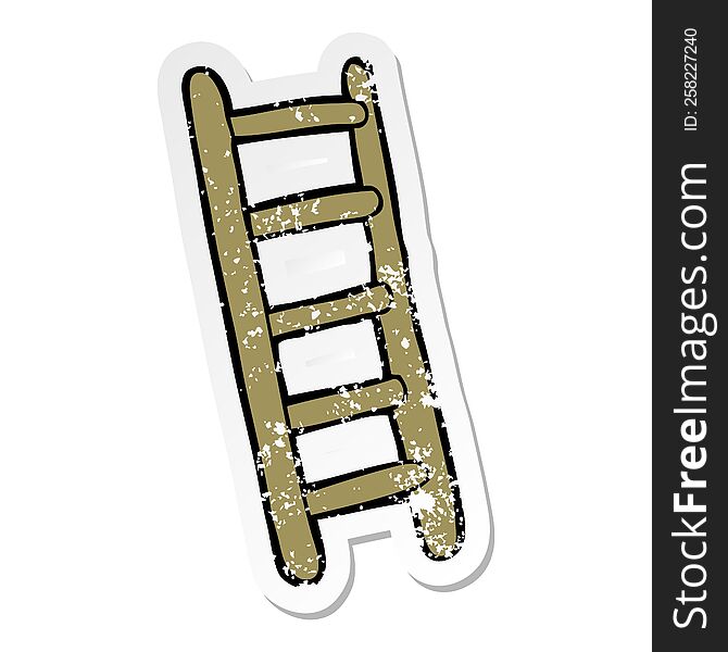 Distressed Sticker Of A Cartoon Ladder