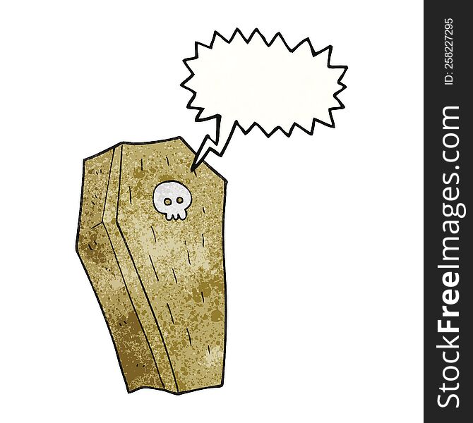 Speech Bubble Textured Cartoon Spooky Coffin