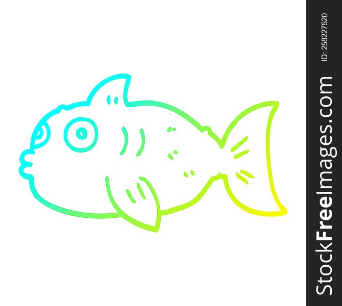 Cold Gradient Line Drawing Cartoon Surprised Fish
