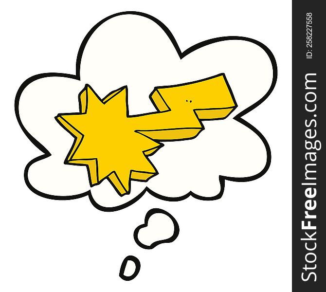 cartoon lightning strike and thought bubble