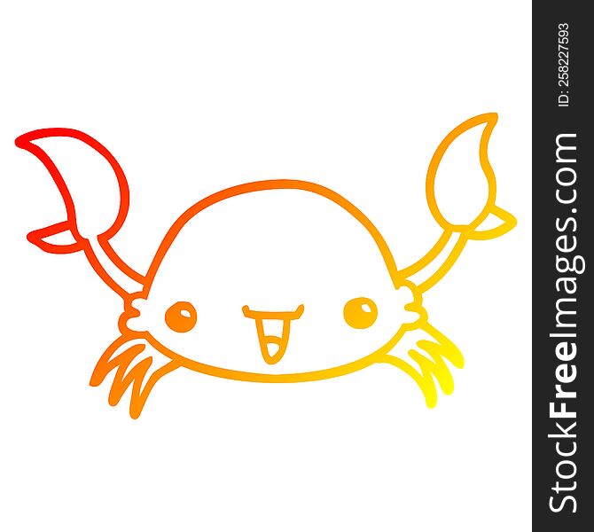 warm gradient line drawing of a cartoon crab